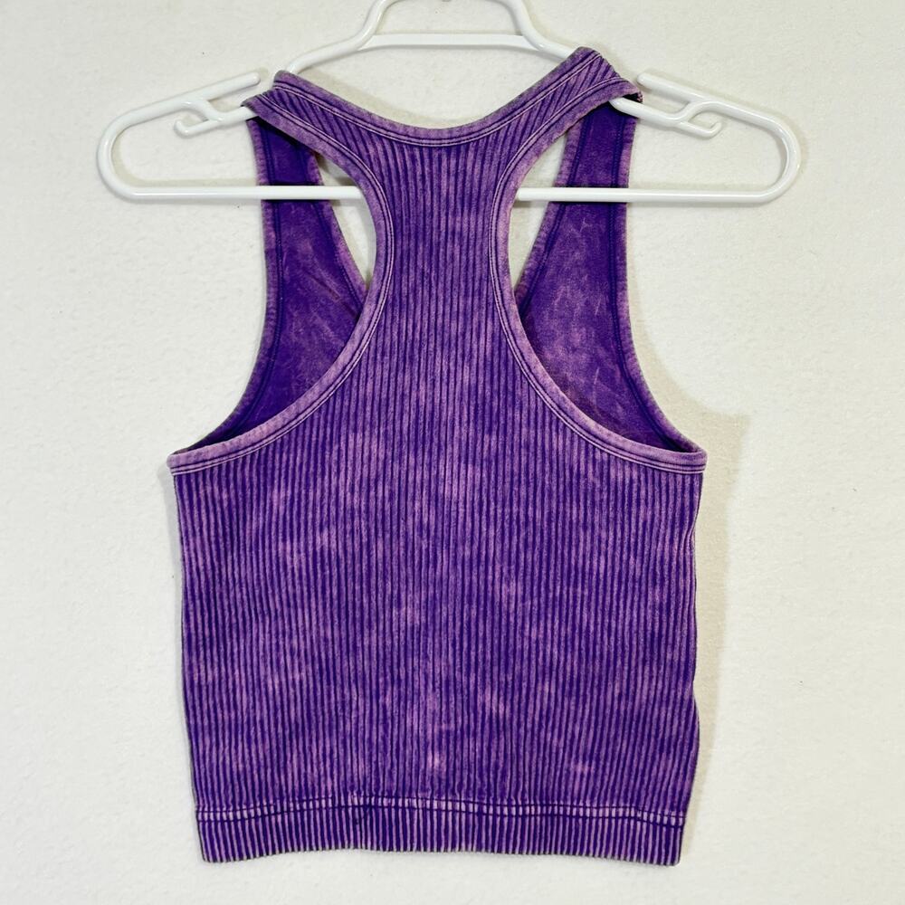Kali Rose Tank Top Womens Large Purple Tie Dye V-Neck Ribbed Knit Built in Bra - Picture 6 of 8
